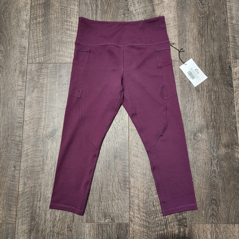 Zyia Plum Pocket Light N Tight Hi-Rise Capri 20" Inseam NWT